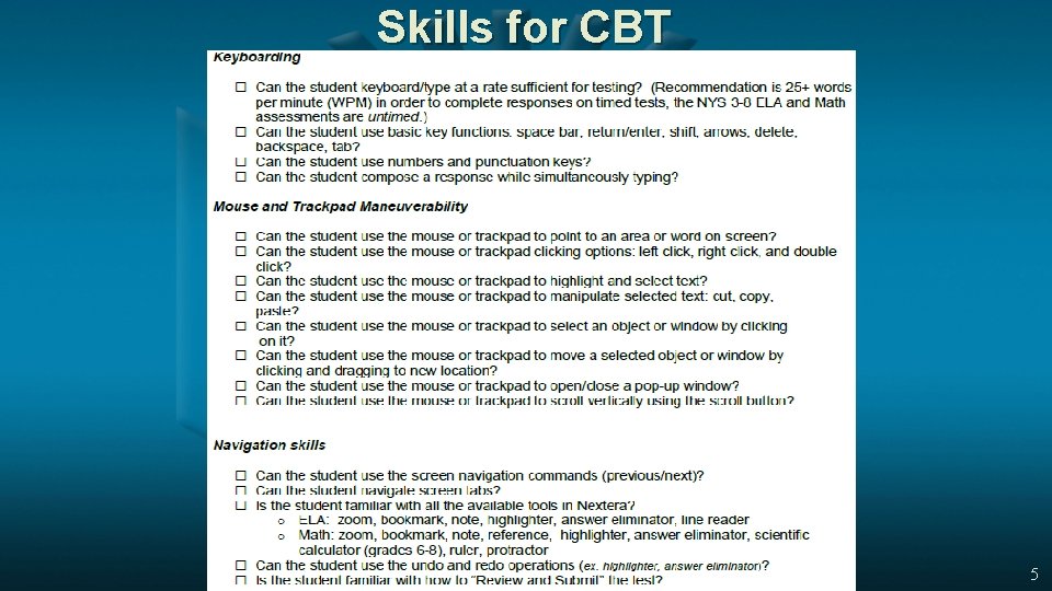 Skills for CBT 5 