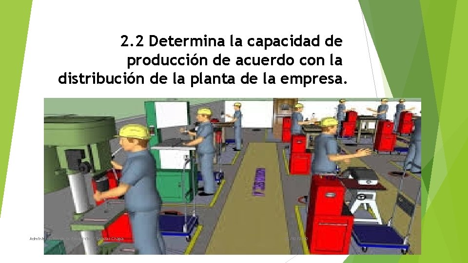 2. 2 Determina la capacidad de producción de acuerdo con la distribución de la