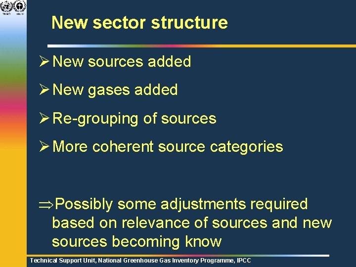 New sector structure Ø New sources added Ø New gases added Ø Re-grouping of