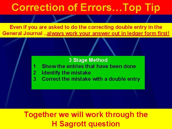 Correction of Errors…Top Tip Even if you are asked to do the correcting double