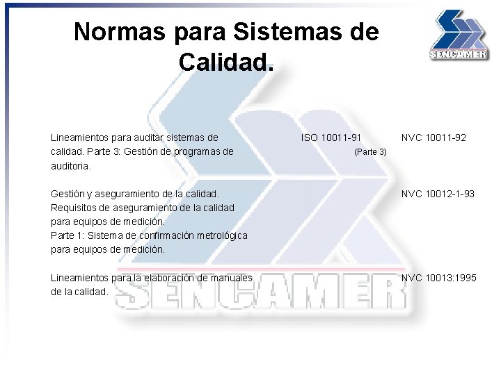 Normas para Sistemas de Calidad. Lineamientos para auditar sistemas de calidad. Parte 3: Gestión