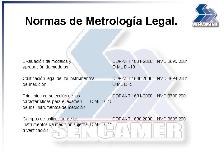 Normas de Metrología Legal. Evaluación de modelos y aprobación de modelos. COPANT 1681 -2000
