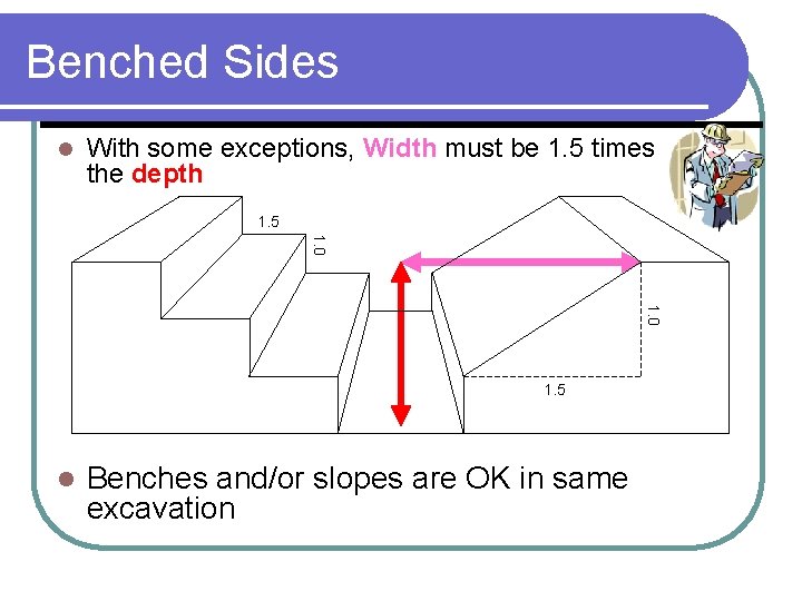 Benched Sides l With some exceptions, Width must be 1. 5 times the depth