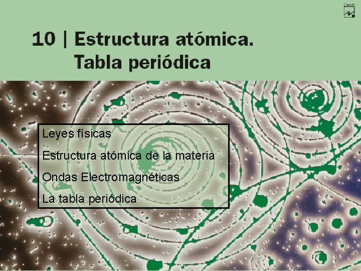 Leyes físicas Estructura atómica de la materia Ondas Electromagnéticas La tabla periódica 