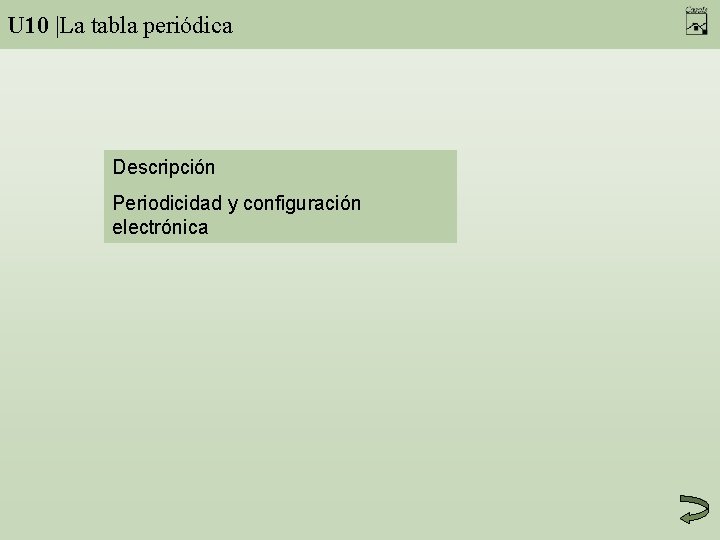 U 10 |La tabla periódica Descripción Periodicidad y configuración electrónica 