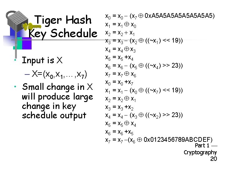 Tiger Hash Key Schedule • Input is X – X=(x 0, x 1, …,