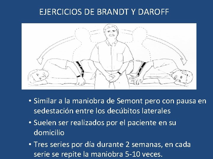 EJERCICIOS DE BRANDT Y DAROFF • Similar a la maniobra de Semont pero con EJERCICIOS DE BRANDT Y DAROFF • Similar a la maniobra de Semont pero con