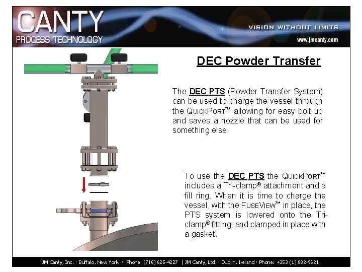 DEC Powder Transfer The DEC PTS (Powder Transfer System) can be used to charge