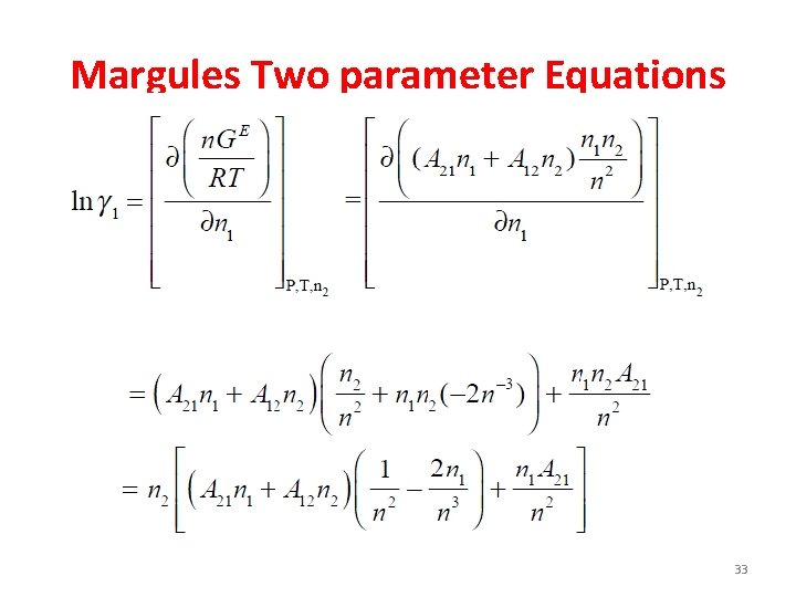 Margules Two parameter Equations 33 