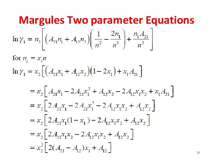 Margules Two parameter Equations 34 