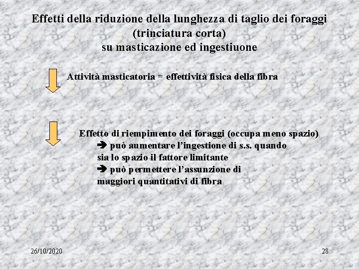 Effetti della riduzione della lunghezza di taglio dei foraggi (trinciatura corta) su masticazione ed