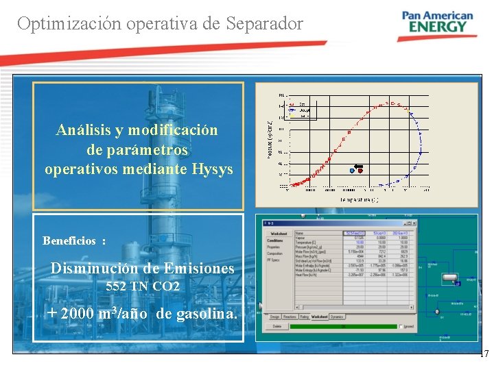Optimización operativa de Separador Análisis y modificación de parámetros operativos mediante Hysys Beneficios : Optimización operativa de Separador Análisis y modificación de parámetros operativos mediante Hysys Beneficios :