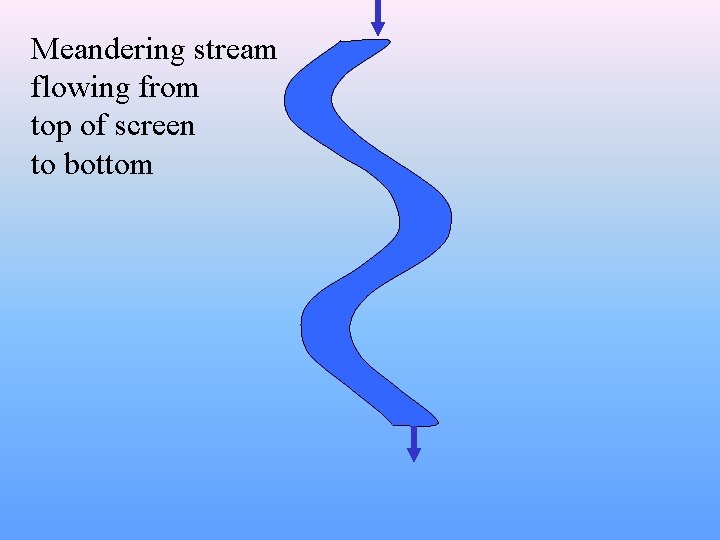Meandering stream flowing from top of screen to bottom 