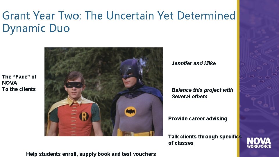 Grant Year Two: The Uncertain Yet Determined Dynamic Duo Jennifer and Mike The “Face”