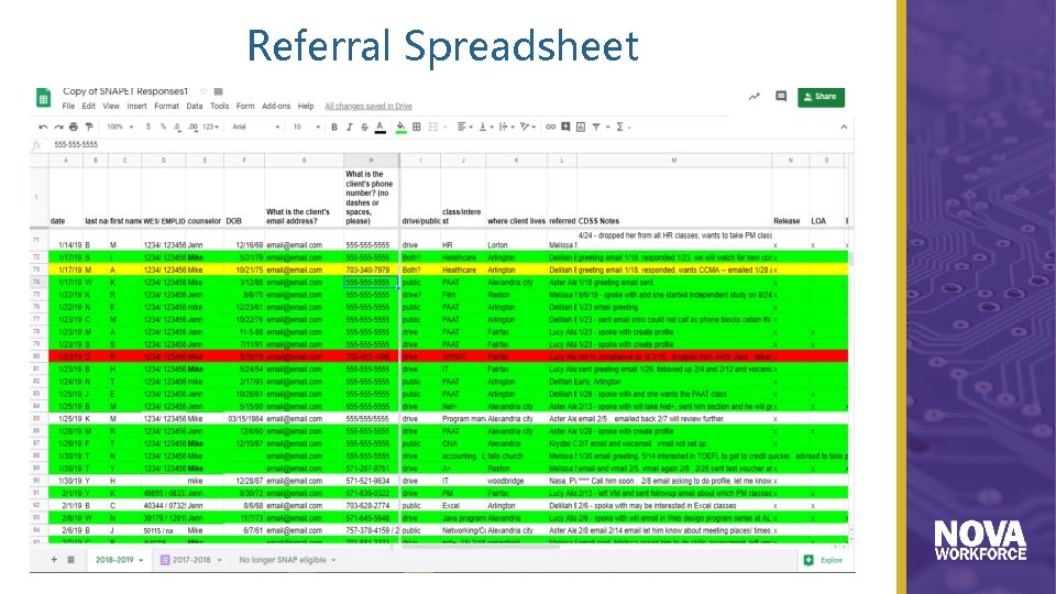 Referral Spreadsheet 