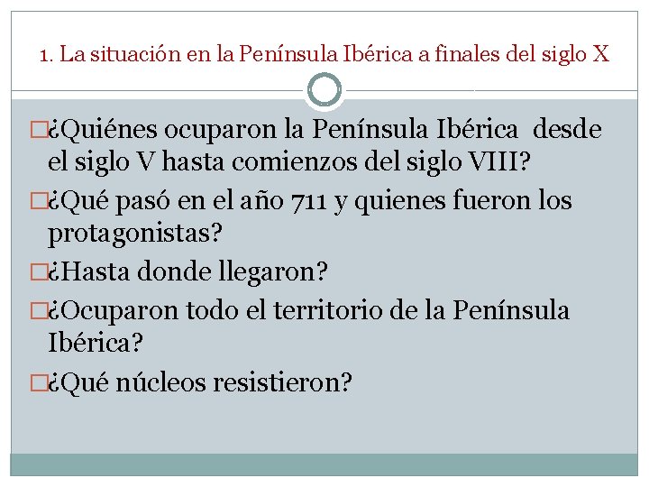 1. La situación en la Península Ibérica a finales del siglo X �¿Quiénes ocuparon 1. La situación en la Península Ibérica a finales del siglo X �¿Quiénes ocuparon