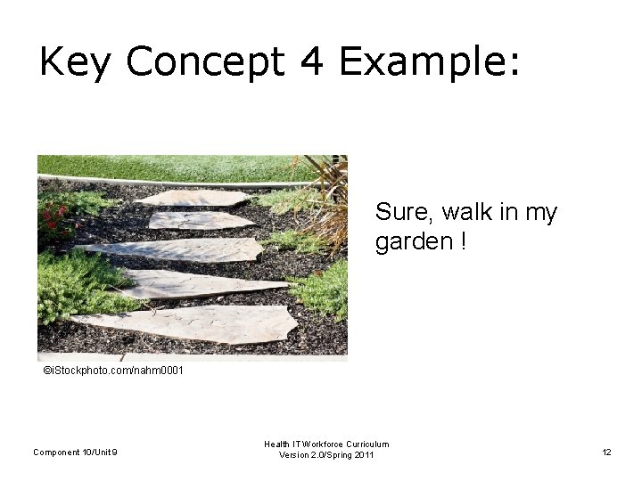 Key Concept 4 Example: Sure, walk in my garden ! ©i. Stockphoto. com/nahm 0001