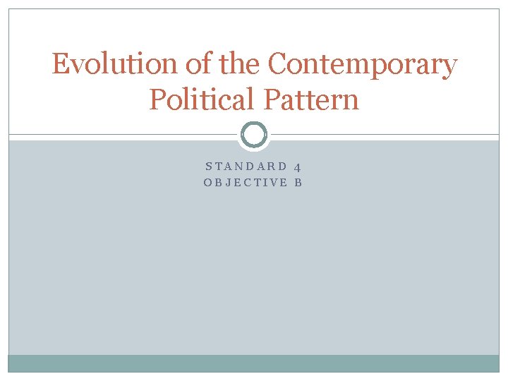 Evolution of the Contemporary Political Pattern STANDARD 4 OBJECTIVE B 