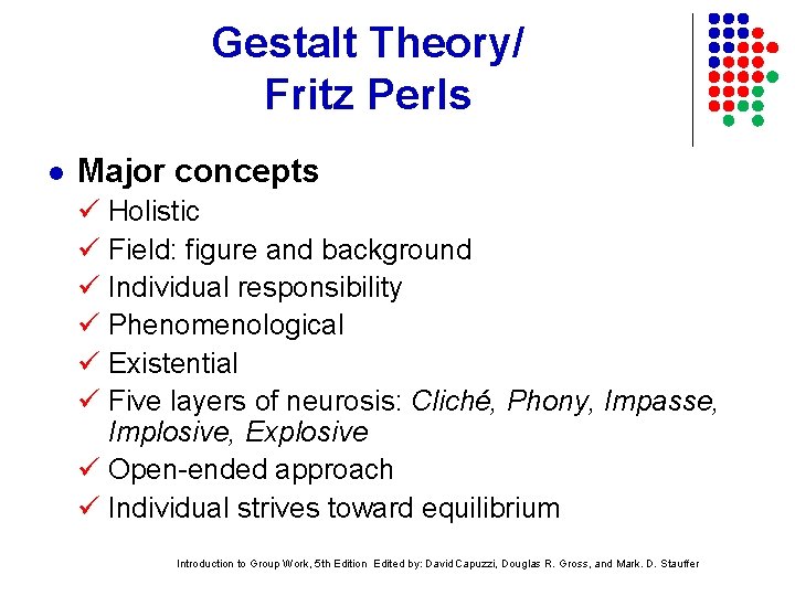 Gestalt Theory/ Fritz Perls l Major concepts Holistic Field: figure and background Individual responsibility