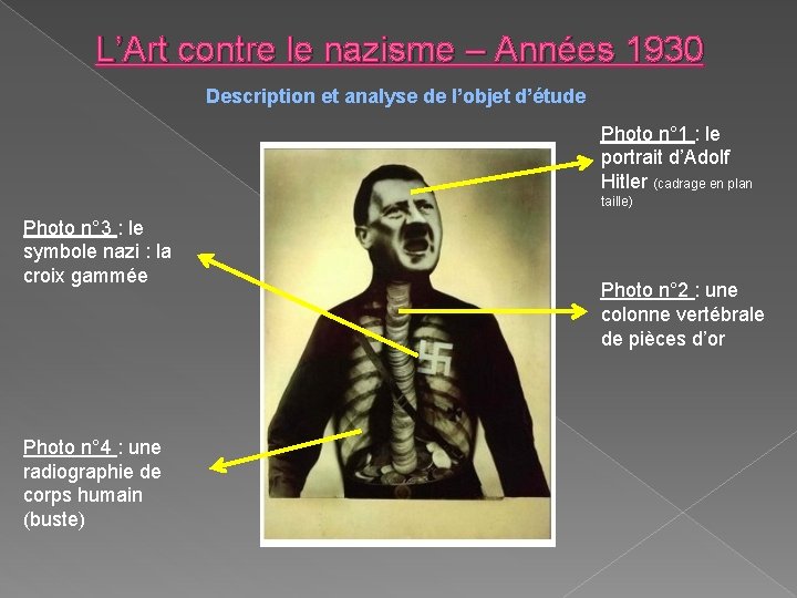 L’Art contre le nazisme – Années 1930 Description et analyse de l’objet d’étude Photo