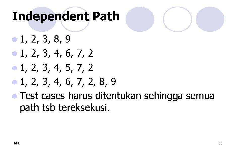 Independent Path l 1, 2, 3, 8, 9 l 1, 2, 3, 4, 6,