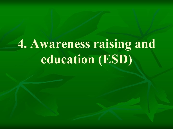 4. Awareness raising and education (ESD) 
