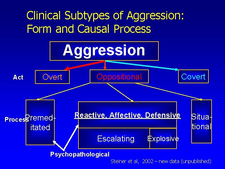 Clinical Subtypes of Aggression: Form and Causal Process Aggression Act Overt Premed. Process Oppositional