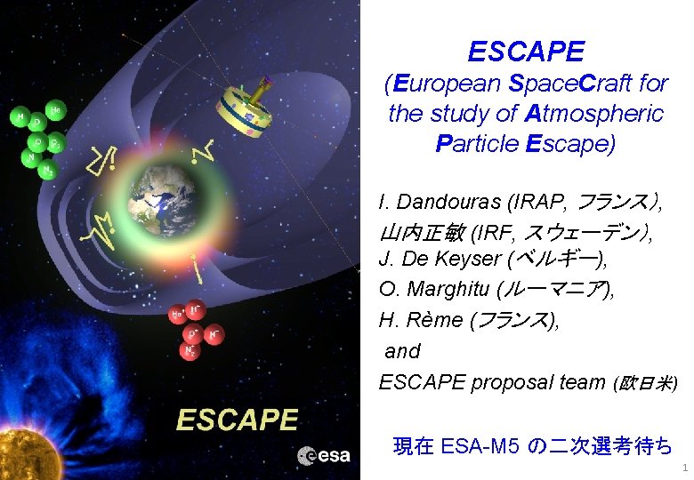 ESCAPE (European Space. Craft for the study of Atmospheric Particle Escape) I. Dandouras (IRAP,
