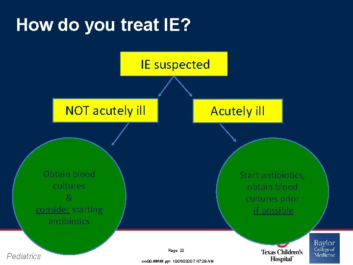 How do you treat IE? IE suspected NOT acutely ill Acutely ill Obtain blood How do you treat IE? IE suspected NOT acutely ill Acutely ill Obtain blood