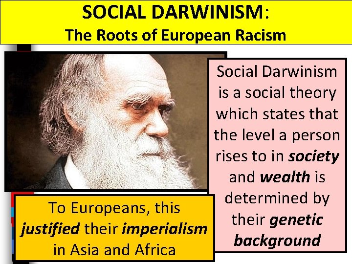 SOCIAL DARWINISM: The Roots of European Racism Social Darwinism is a social theory which SOCIAL DARWINISM: The Roots of European Racism Social Darwinism is a social theory which