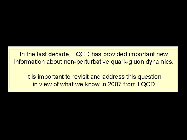 In the last decade, LQCD has provided important new information about non-perturbative quark-gluon dynamics.