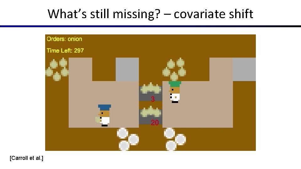 What’s still missing? – covariate shift [Carroll et al. ] 