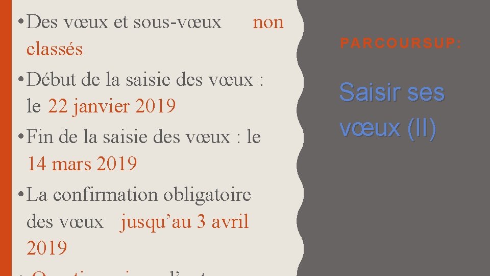  • Des vœux et sous-vœux non classés • Début de la saisie des