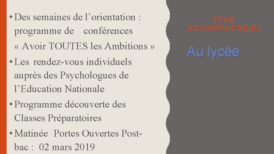  • Des semaines de l’orientation : programme de conférences « Avoir TOUTES les