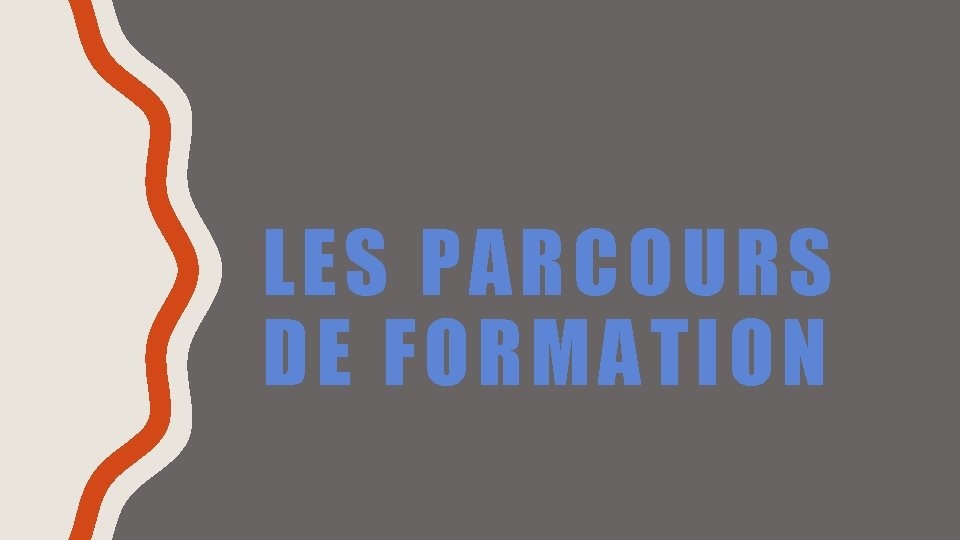 LES PARCOURS DE FORMATION 