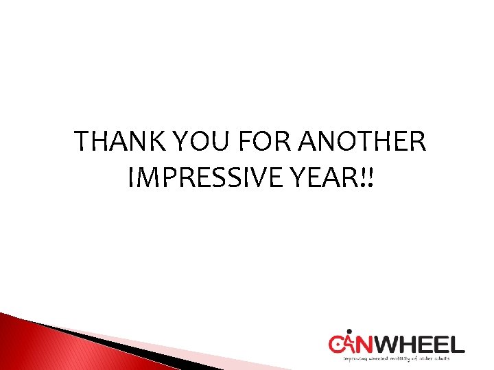 THANK YOU FOR ANOTHER IMPRESSIVE YEAR!! 