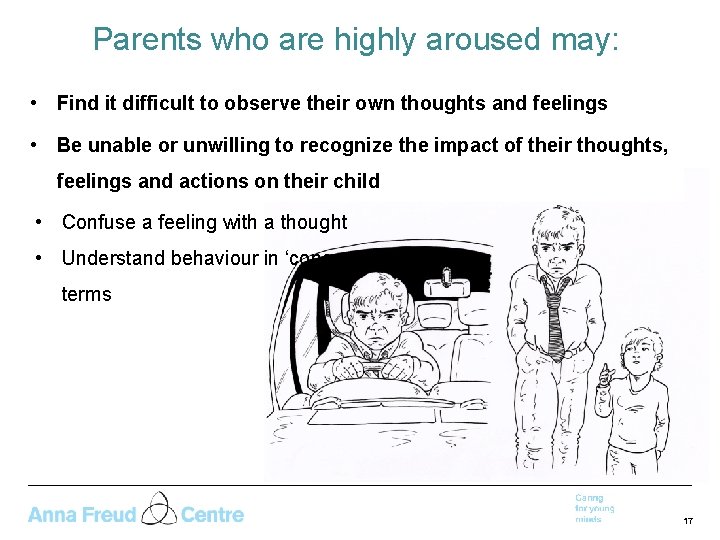 Parents who are highly aroused may: • Find it difficult to observe their own