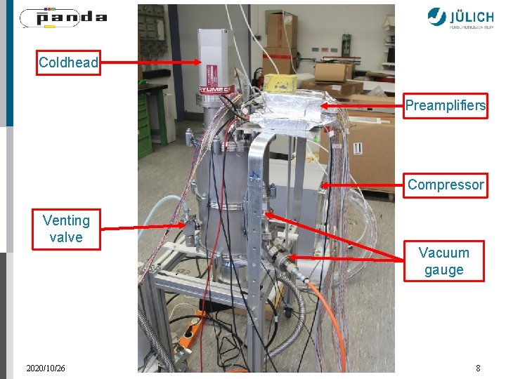 Coldhead Preamplifiers Compressor Venting valve 2020/10/26 Vacuum gauge 8 