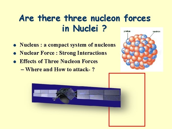 Are there three nucleon forces in Nuclei ? | | | Nucleus : a