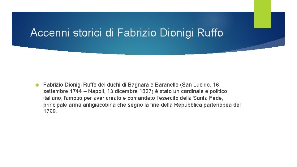 Accenni storici di Fabrizio Dionigi Ruffo dei duchi di Bagnara e Baranello (San Lucido,