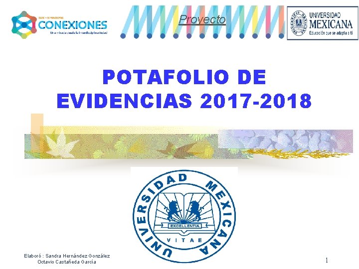 Proyecto POTAFOLIO DE EVIDENCIAS 2017 -2018 Elaboró : Sandra Hernández González Octavio Castañeda García