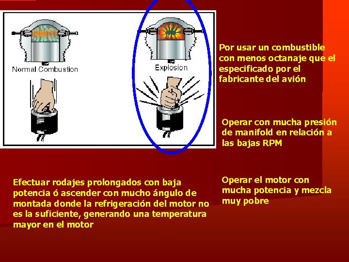 Por usar un combustible con menos octanaje que el especificado por el fabricante del