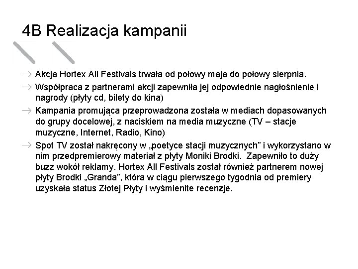 4 B Realizacja kampanii Akcja Hortex All Festivals trwała od połowy maja do połowy