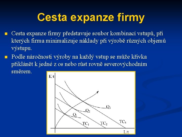 Cesta expanze firmy n n Cesta expanze firmy představuje soubor kombinací vstupů, při kterých