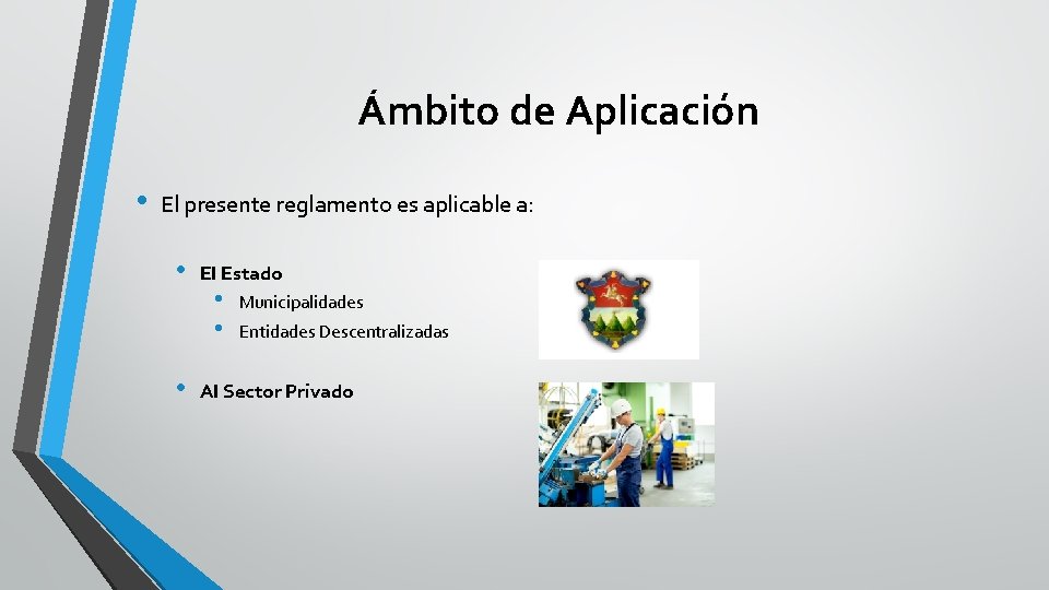 Ámbito de Aplicación • El presente reglamento es aplicable a: • • El Estado