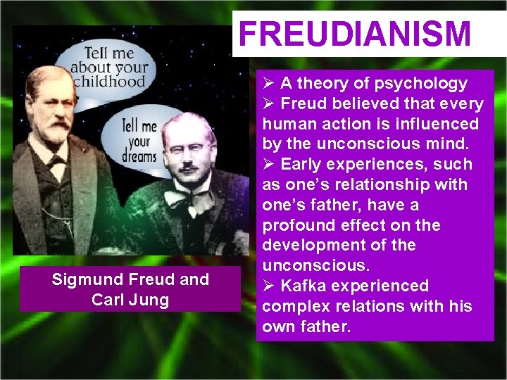 FREUDIANISM Sigmund Freud and Carl Jung Ø A theory of psychology Ø Freud believed