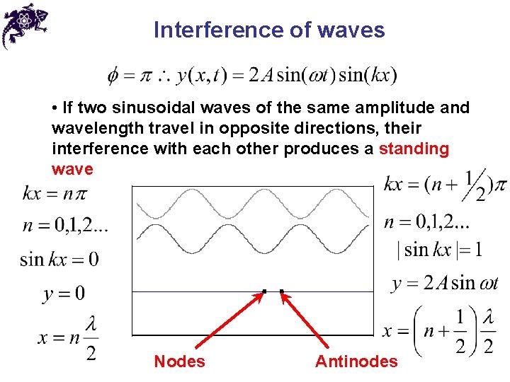 Interference of waves • If two sinusoidal waves of the same amplitude and wavelength