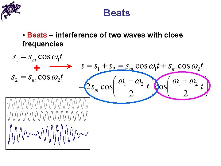 Beats • Beats – interference of two waves with close frequencies + 