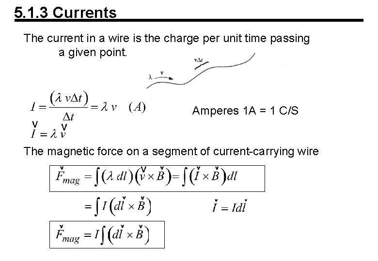 5. 1. 3 Currents The current in a wire is the charge per unit 5. 1. 3 Currents The current in a wire is the charge per unit