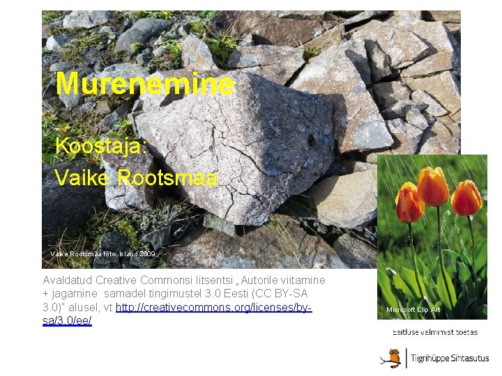 Vaike Rootsmaa Murenemine Koostaja Vaike Rootsmaa foto Island 2009 Avaldatud